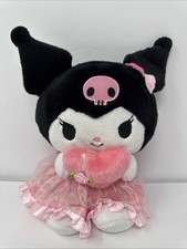 Kuromi Plush Stuffed Animal, Pink/White/Black w/ Pink Tutu Dress Heart