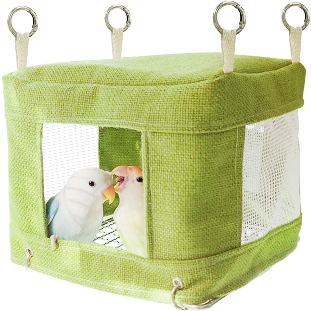 Breathable Bird Hut for Summer Hanging Cage Nest with Stainless Steel Mesh Bo...