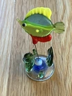 Vtg Blown Murano Glass Fish + seaweed glass art Figurine Or Fishing Tank Decor
