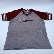 Vintage Catalina Island California Raglan V-Neck T-Shirt Grey Burgundy Large