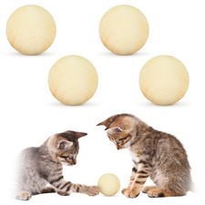 4 Pcs Wooden Cat Balls Track Toy Wood Kitten Roller Balls for Circle Round Sc...