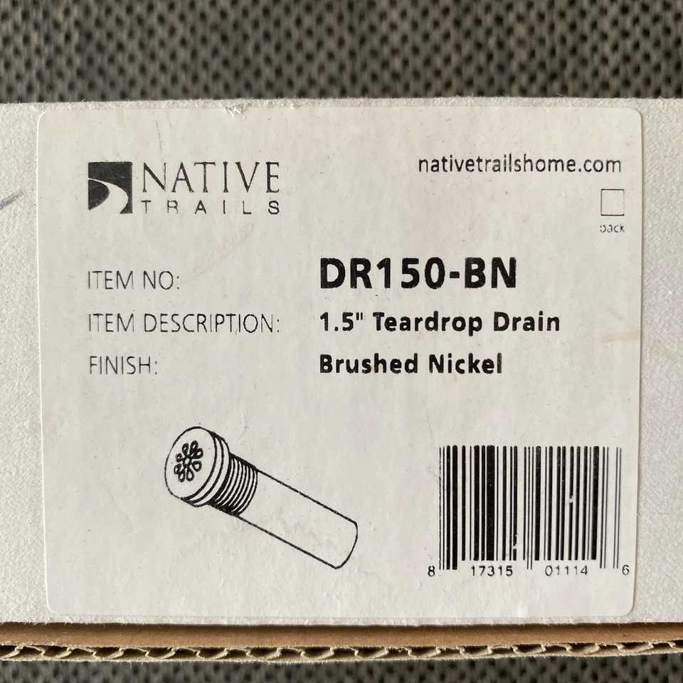 Native Trails 拉丝镍 1.5 英寸泪滴排水浴室水槽 DR150-BN 很好 — 第 3/4 张图片