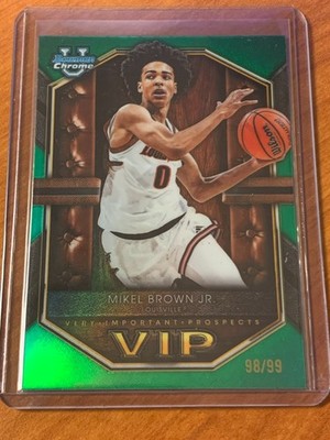 2025-26 Bowman Basketball Mikel Brown Jr VIP Green Holo 98/99 #/99 SP Louisville