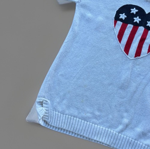 The Quacker Factory M American Flag Patriotic Heart Sweater Pullover Cottagecore - Picture 5 of 10