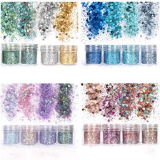 16 Count Body Glitter Set Mixed Colors Chunky Makeup Arts and Crafts Glitter