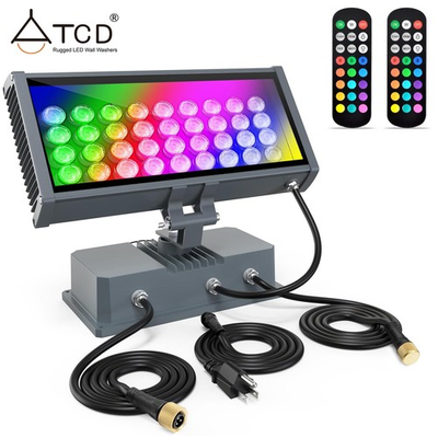 #ad LED Wall Washer Flood Lights with RF Remote 144W RGBW Color Changing Wash Light $129.99