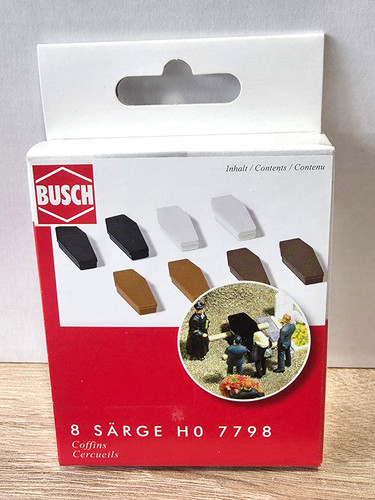 Busch H0, 7798 Mini Juego de Diseño 8 Ataúdes Nuevo y EMBALAJE ORIGINAL | Zustand: Neu