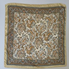Brown Gold Paisley Silk / Polyester Handkerchief