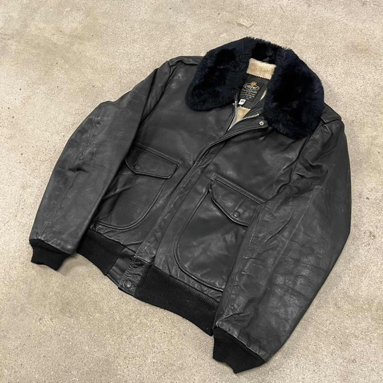 Vintage 60s military airforce retro cooper leather flight jacket 44 schott