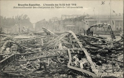 CPA Bruxelles, Incendie dans l'Exposition, 14-15 Aout 1910, Palais... - 4831815