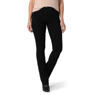 Lee Women's Ultra Lux High Rise Bootcut Jean Denim Comfort Pants Solid Black New