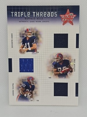 2003 Leaf Rookie and Stars Triple Threads D Bledsoe/E Moulds/T Henry MEM 70/100