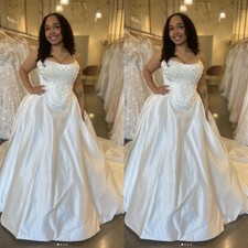 Elegant Wedding Dresses Spaghetti Straps Satin A Line Plus Size Bridal Gown