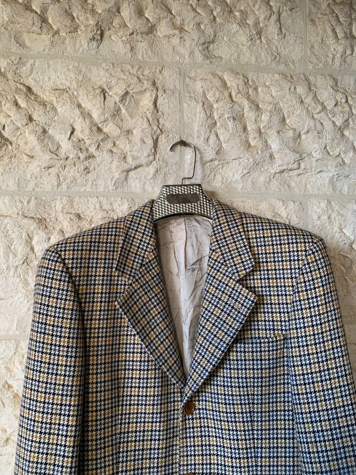 Vintage Hugo Boss Wool & Cashmere houndstooth classic jacket blazer 38R 38S thumbnail 4