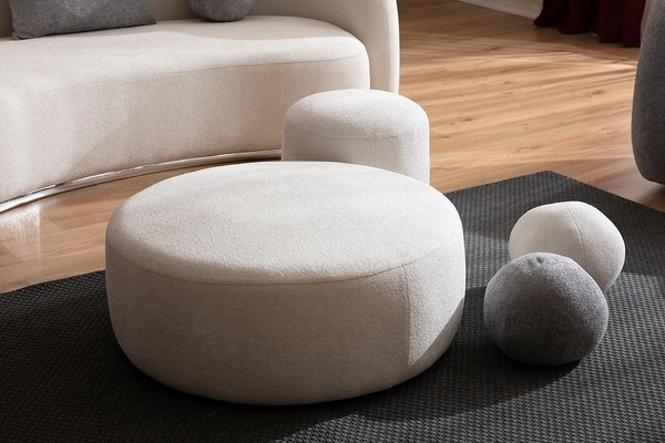 WeißEr Luxus Polster Hocker Rundhocker SitzmöBel Designer Stilvolle MöBel-image