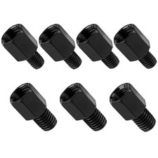 7pc Motorcycle Mirror Mount Thread Adapters 10mm to 8mm/10mm Std Reverse Black