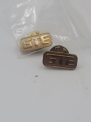 2 small Vtg GTE Lapel Pins New NOS General Telephone & Electric 1980's Ad Logo