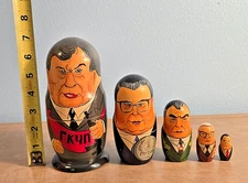 VTG Russian Soviet KGB Kryuchkov Matryoshka Nesting Dolls Hand Painted RARE 1991