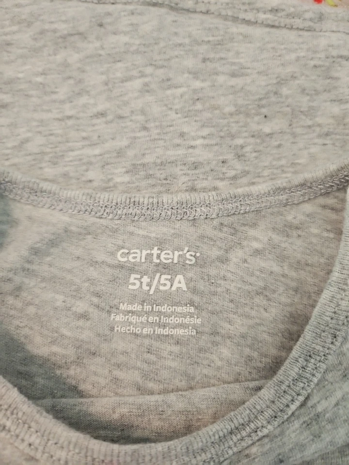 Camiseta gris Carter's 5T manga volantes con conejito para niñas Foto 2 de 3