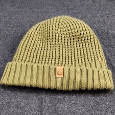 Frye Co Sherpa Lined Winter Hat Knitted Beanie Ribbed Mustard Yellow Faux Fur