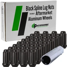 Black 9/16-18 Lug Nuts For Aftermarket Wheels - Closed End XL Spline - Set of 32