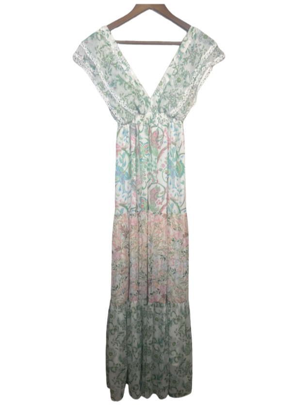House of Harlow 1960 Women’s XS White Floral Tiered Maxi Dress Sleeveless Boho