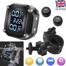 Motorcycle TPMS Wireless Tyre Pressure Monitoring System LCD Display Waterproof