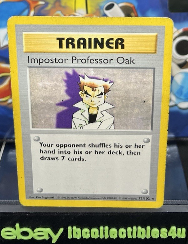 Imposter Professor Oak 73/102 Pokemon Base Set Unlimited Rare Card WOTC LP  F/S
