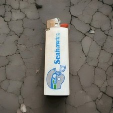 Vintage Seahawks Lighter Bic White Football Rare No Spark No Fluid For Parts