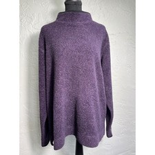 Vintage L.L.Bean Purple Sherpa Fleece Pullover Mock Neck USA Made Women's L