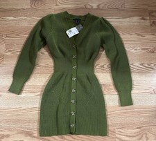 Forever 21 - Sweater Dress/ribbed Knit Long Sleeve/green /sz-small