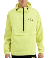 Armani Exchange Mens Yellow Hooded Half-Zip A...