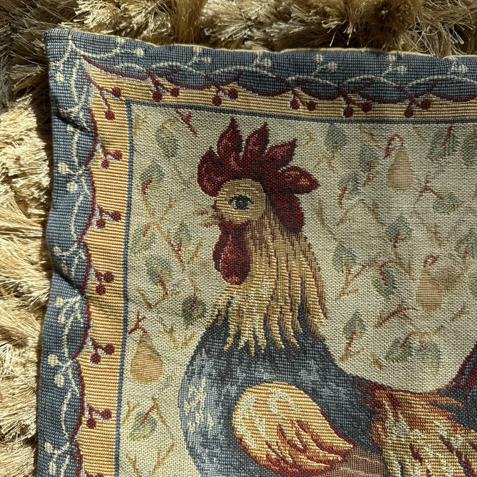 J PANSU PARIS Gallo Tapiz Funda Almohada Algodón Francés País 17x17 Bueno Foto 2 de 4