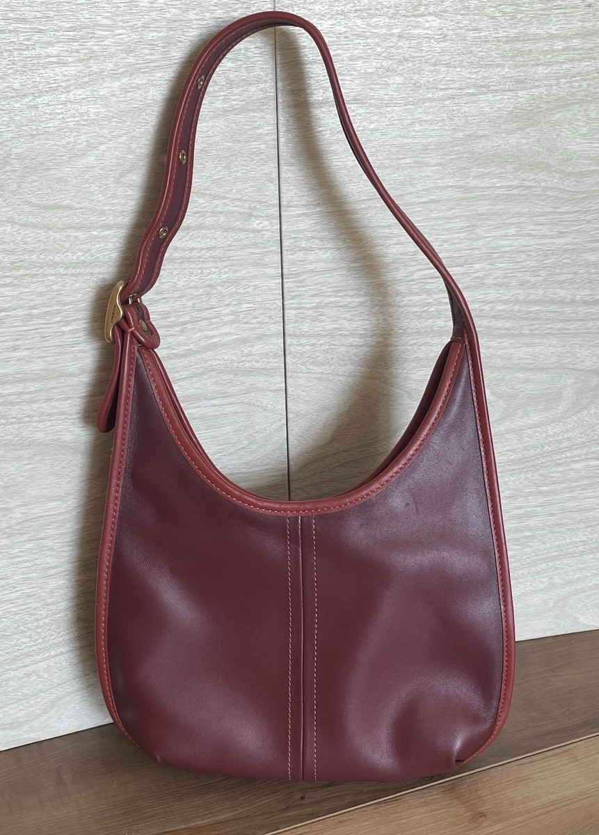 Coach Ergo Colorblock Oxblood Wine Red Leather Crescent Shoulder