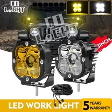 2PCS Laser 3inch LED Work Lights Amber White Combo Pods Offroad Driving Fog Lamp