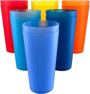 Large Plastic Cups Reusable - 32 Oz Water Tumblers Unbreakable Drinking Glasses