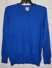 LL Bean Sweater Bright Blue Cashmere Blend V-Neck Pullover Long Sleeve Mens XL
