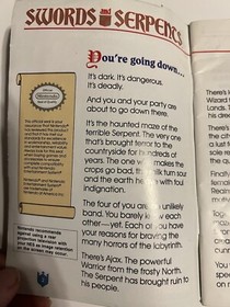 NES Nintendo Authentic Original Swords and Serpents Instruction Manual/Booklet