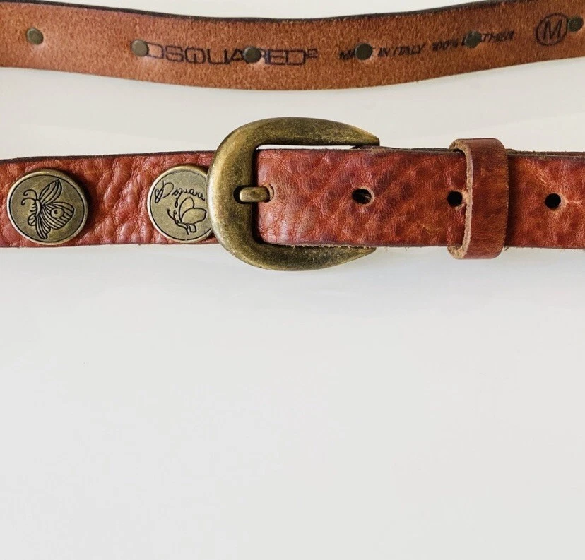 Cinturón Dsquared2 Cuero Marrón/Oro Antiguo Talla M Foto 3 de 4