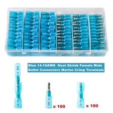 Heat Shrink Bullet Male Female Spade Terminals AWG 16-14 Wire Connectors 200Pcs