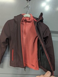 Kerrits Kids Brown Lined Soft Shell Jacket Youth Small With 1/4 Fleece Base 