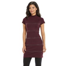 New Apt.9  Women's Embellished Mockneck Sweaterdress Burgundy Size XL
