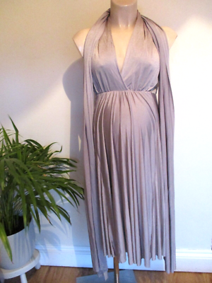 SERAPHINE LUXE MATERNITY SILVER SLEEVELESS OCCASION PARTY DRESS