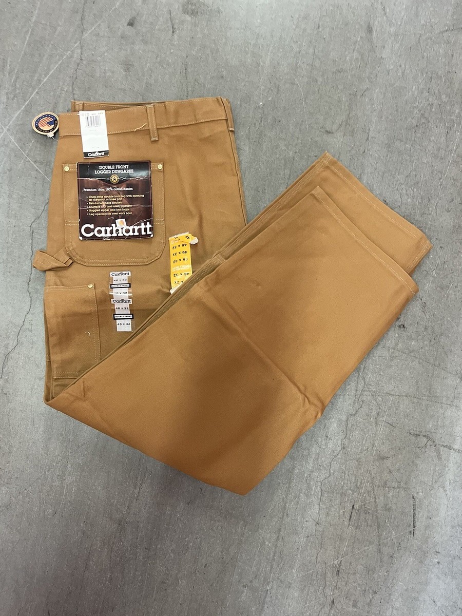Carhartt BO1 BRN Double Knee Canvas Work Union USA 46X32 Dungaree