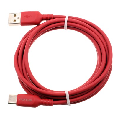 Red 6ft USB-C Cable Charger Cord Power Wire Type-C Fast Charge for Cell Phones
