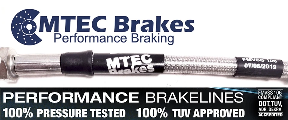 Ford Probe Excl. V6 93> Mangueras de freno trenzadas de acero chapadas en zinc MTEC Performance Foto 4 de 4