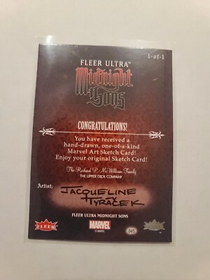 2023 Fleer Ultra Marvel Midnight Sons Sketch Card 1/1 Artist