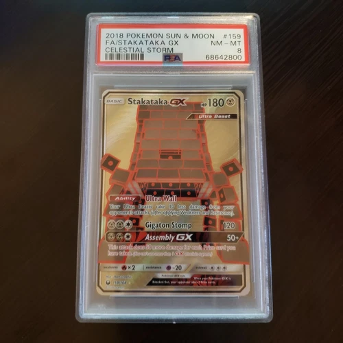 Stakataka GX PSA 8 Near Mint Celestial Storm 159 Full Art Holo FA Pokemon Card