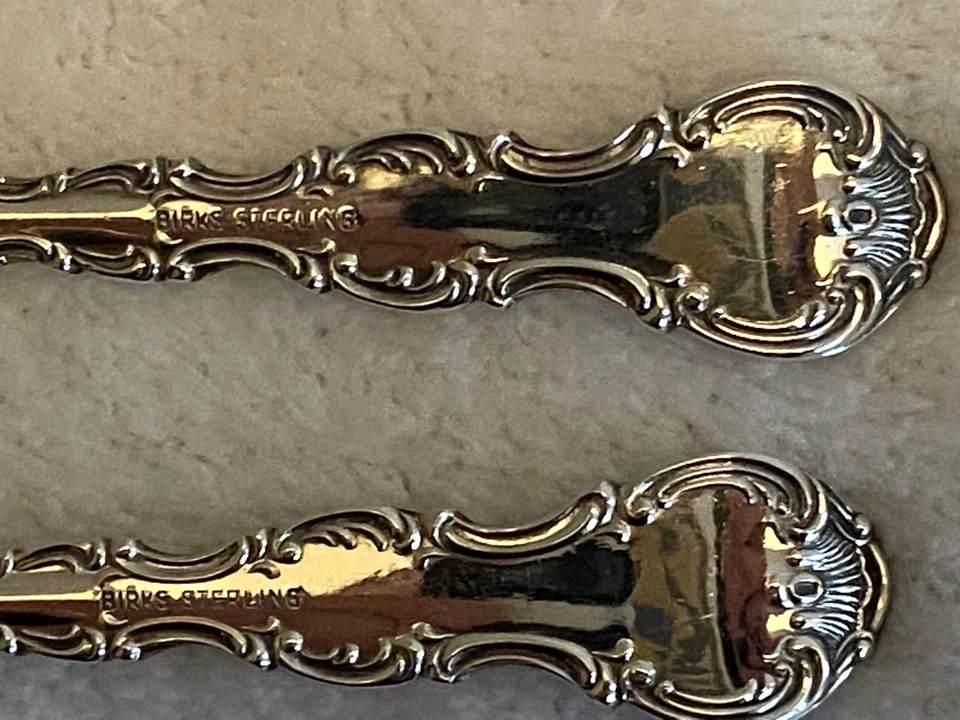 6 cucharas Demitasse de abedul esterlina rey Luis XV - 71,5 g "M" mono Foto 4 de 4