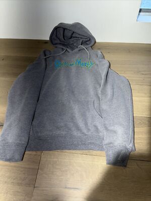 Rick & Morty Gray Hoodie Sweatshirt Jacket Size Large